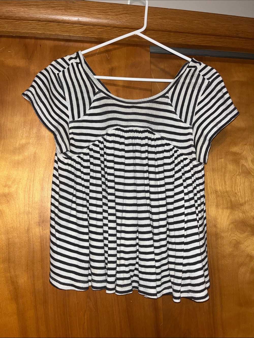 Black and White Free People Striped Short-Sleeve Women's Tunic Top